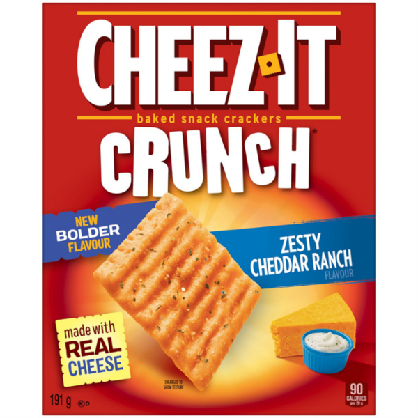Cheez-It Crunch, Zesty Cheddar Ranch Flavor, Baked Snack Crackers
