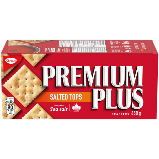 Christie Premium Plus Salted Tops Crackers, Canada’s favourite soda cracker brand