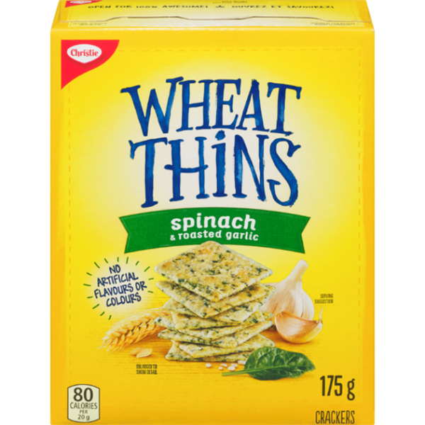 Christie Wheat Thins Spinach And Roasted Garlic Crackers