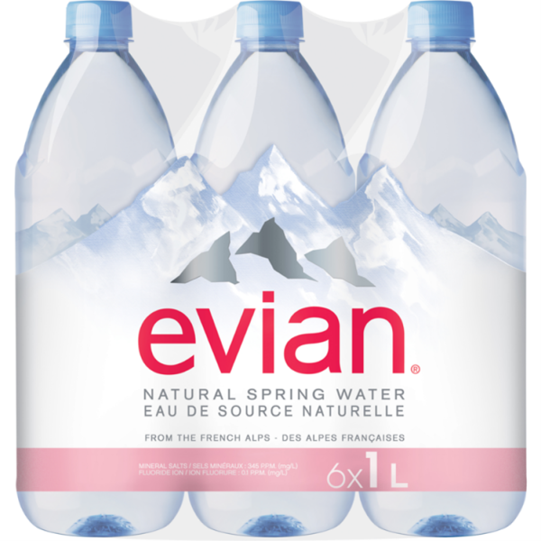 Evian Spring Water, Bottle 6 Pack 6×1.0 l