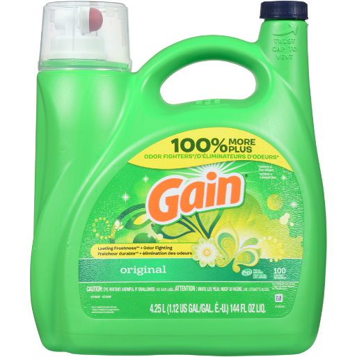 Gain Liquid Laundry Detergent, Original Scent, 100 loads, Freshness + Odour Fighting, Laundry Detergent Liquid Soap, HE compatible 4.25 l