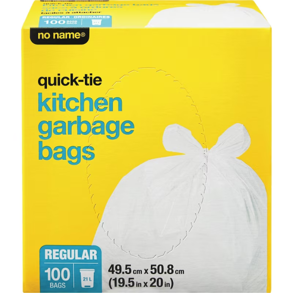 NO NAME Kitchen Garbage Bags Quick-Tie Regular 21 L, 100 Bags