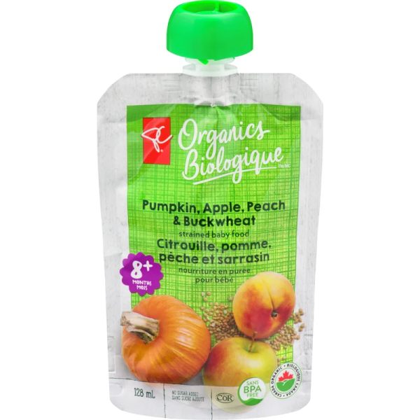 PC Organics Apple, Peach, Pumpkin, Buckwheat Strained Baby Food