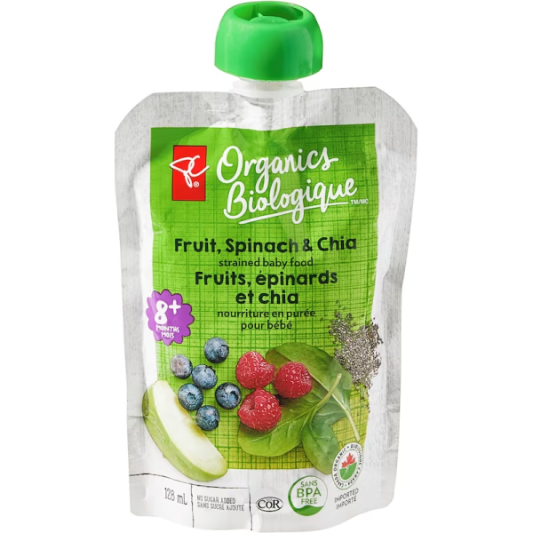 PC Organics Fruit, Spinach, and Chia Strained Organic Baby Food