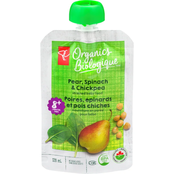 PC Organics Organic Pear, Spinach, & Chick Peas Pouch