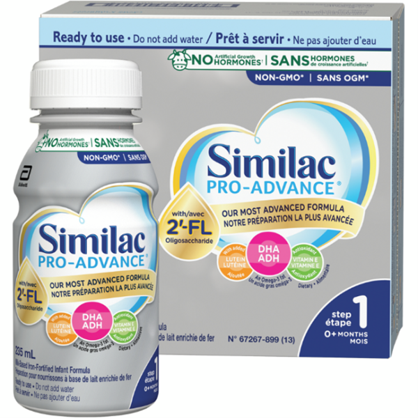 Similac Pro-Advance Step 1, Baby Formula, Our Closest Formula to Breast Milk with 2’-FL, Easy To Digest, 0+ Months, Ready to Feed, Case