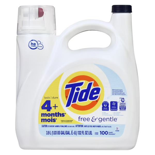 Tide Free & Gentle Liquid Laundry Detergent, 100 loads 3.9 l