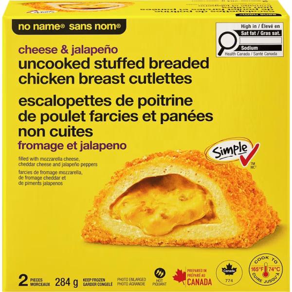 No Name Cheese and Jalapeno Uncooked Stuffed Breaded Chicken Breast Cutlettes