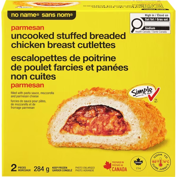 No Name Parmesan Uncooked Stuffed Breaded Chicken Breast Cutlettes
