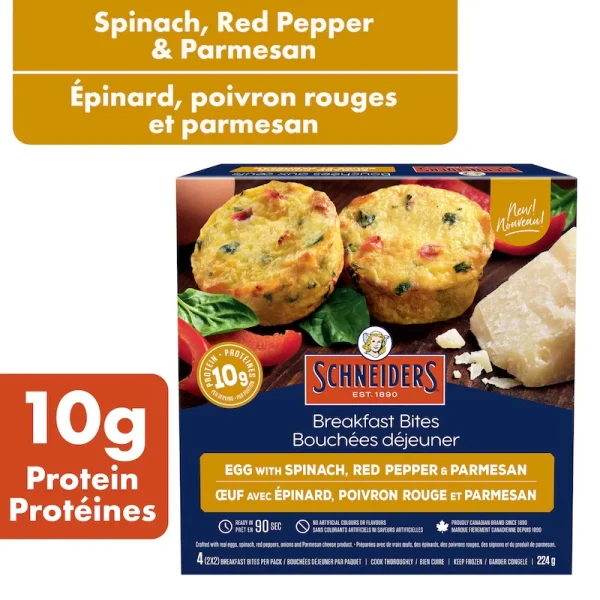 Egg With Spinach, Red Pepper & Parmesan Breakfast Bites, 4 per pack
