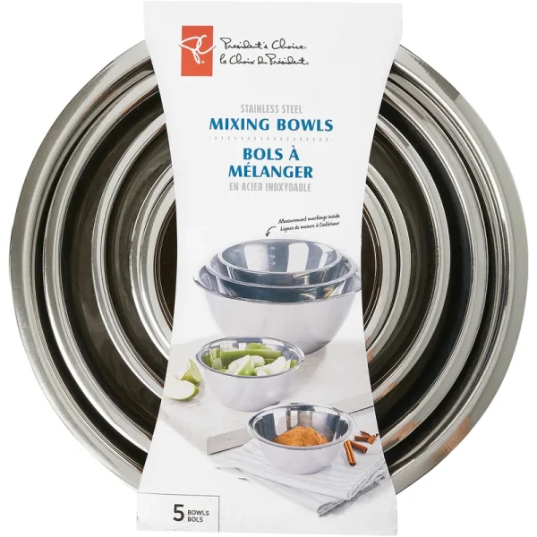 President’s Choice Stainless Steel Mixing Bowl Set, 5 Piece