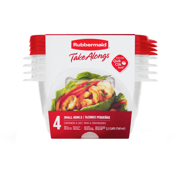 Rubbermaid TakeAlongs Small Bowls Food Storage Containers, 4 Count