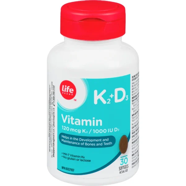 Life Brand Vitamin K2 120 mcg and Vit D3 1000 IU